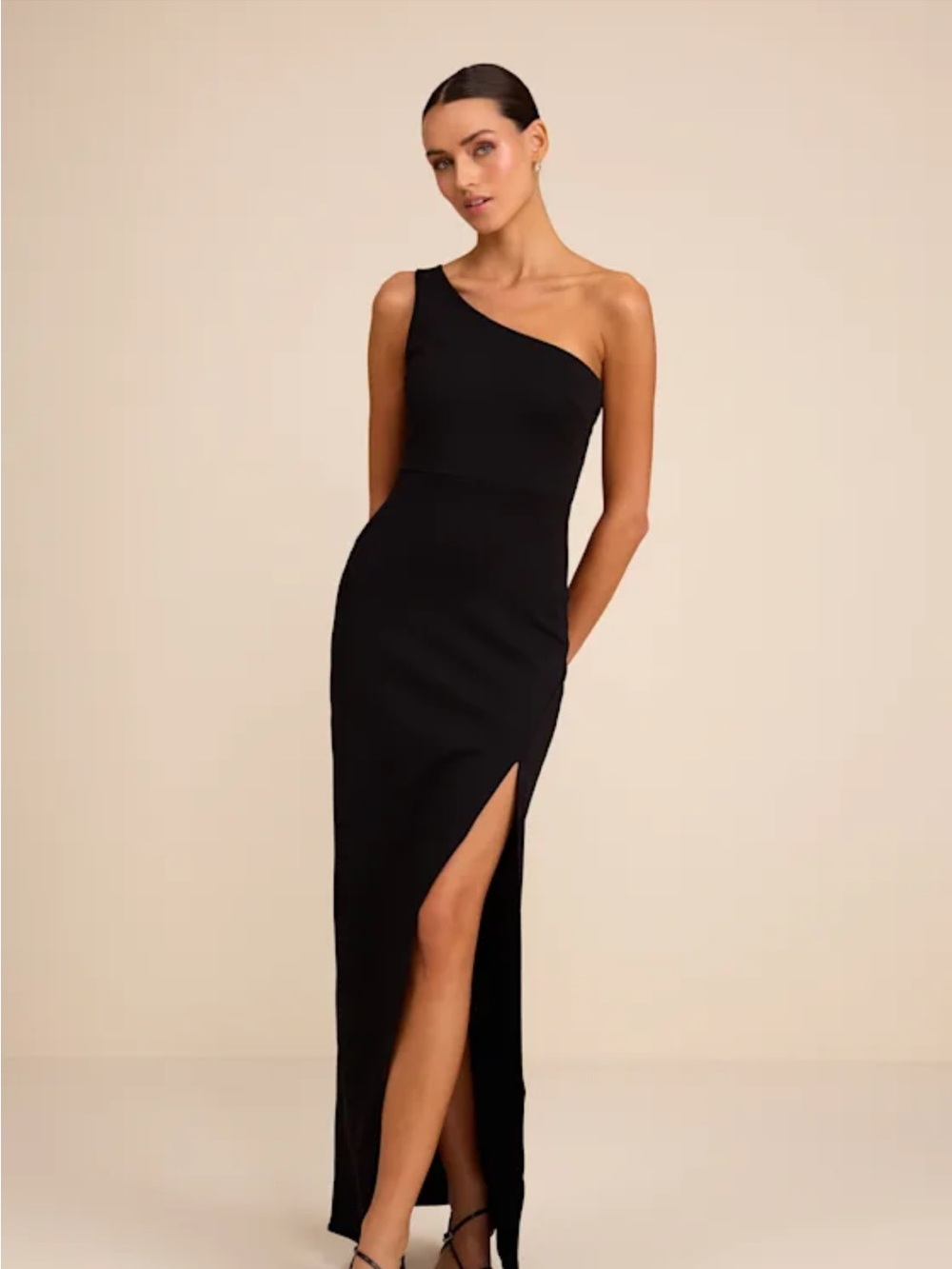 Lulus Good Times Only Black One-Shoulder Maxi Dress